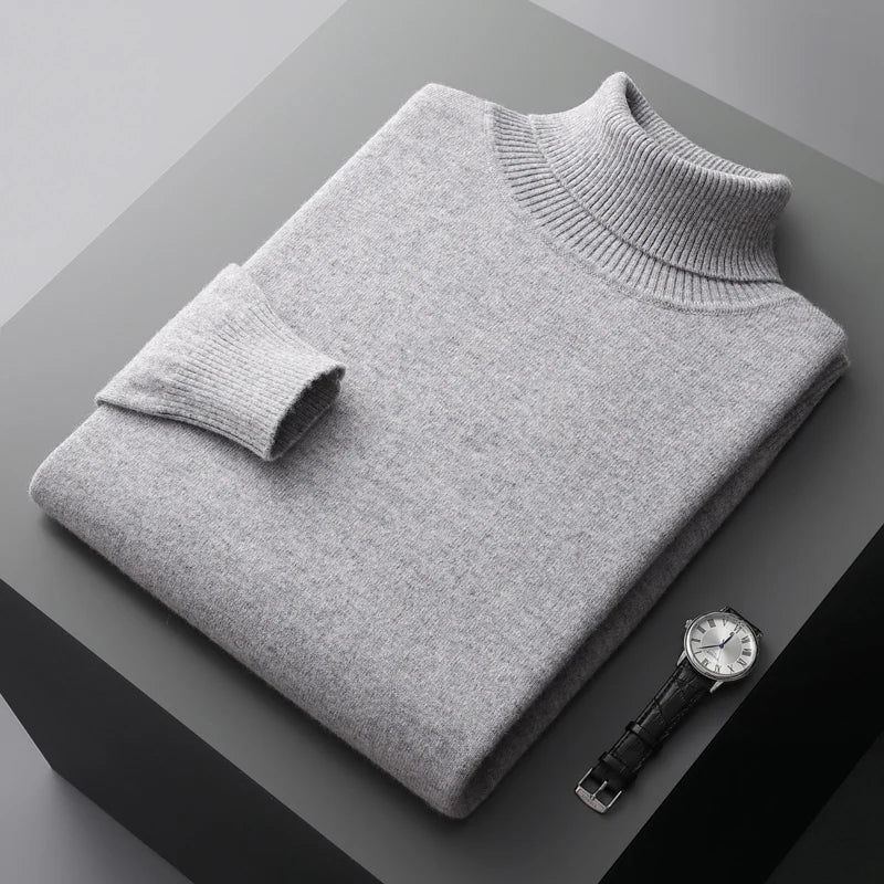 Autumn and winter new 100% merino cashmere sweater men's knitted pullover padded warm neck fashion loose plus size coat