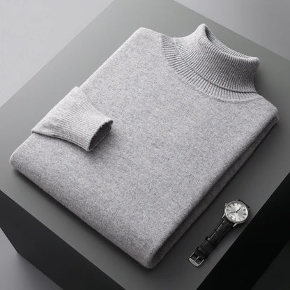 Autumn and winter new 100% merino cashmere sweater men's knitted pullover padded warm neck fashion loose plus size coat