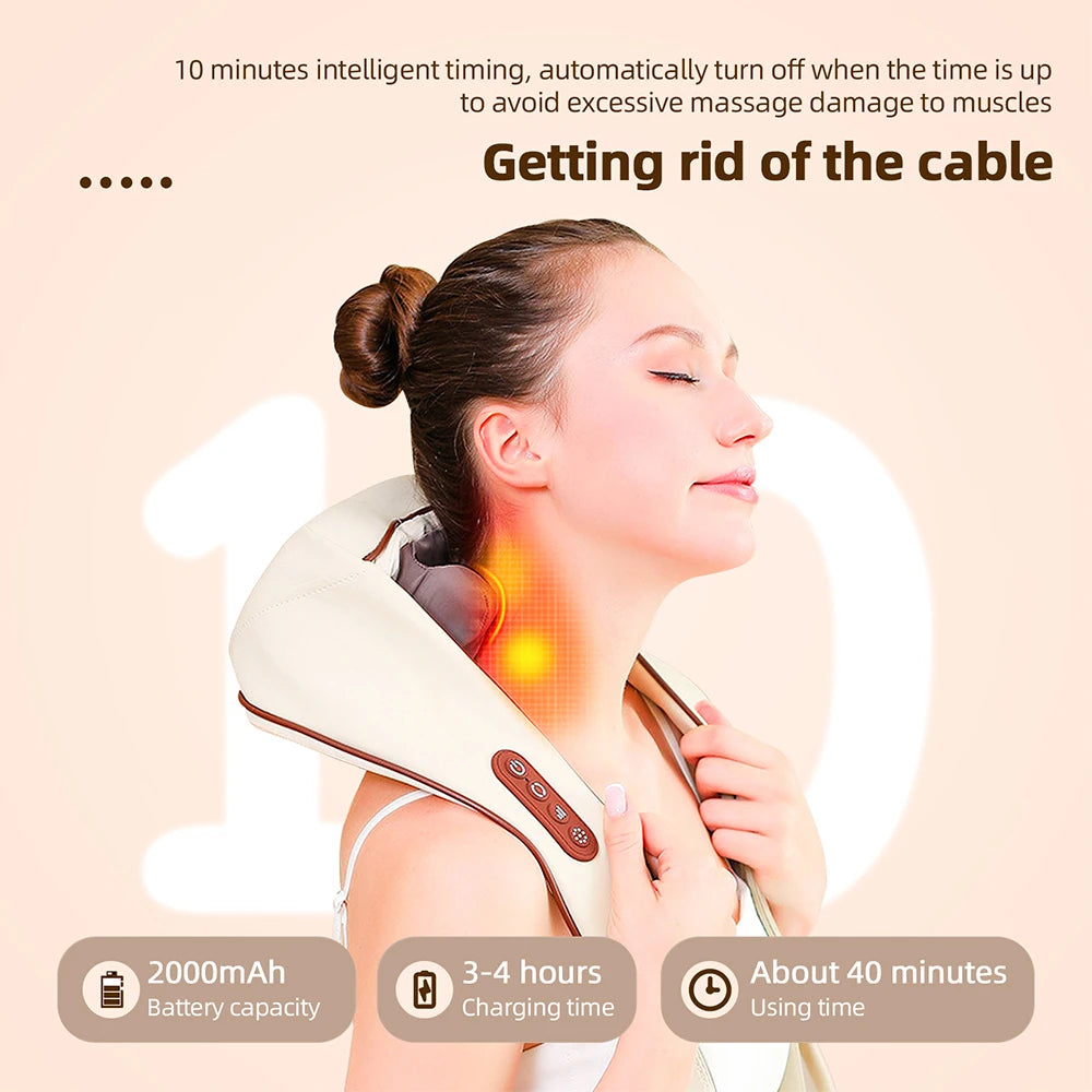 Foreverlily Neck and Back Massager 6 Head Kneading Relaxation Shoulder Calf Body Massage Shawl Machine