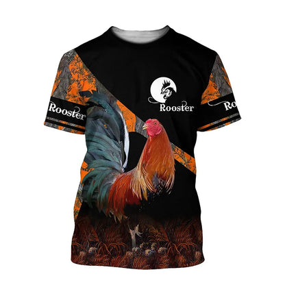 Rooster Fight Pattern T Shirt For Men Funny Chicken 3D Printed Tees Summer Casual Short Sleeve Round Neck Tops Unisex T-Shirts
