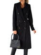 Women's Spring Style New Set Versatile Woolen Coat Solid Color Long Sleeve Double breasted Insert Pocket
