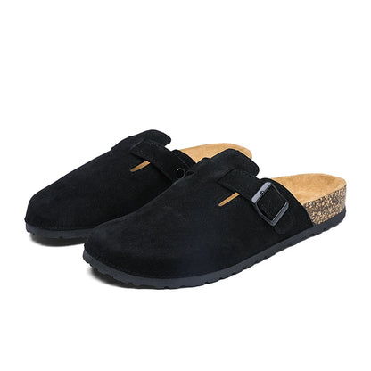Plus Size 47 Men Half Shoes Casual Loafers Cork Clogs Slippers Fashion Suede Slip-on Flat Sandals soft-Soled Casual Sandals