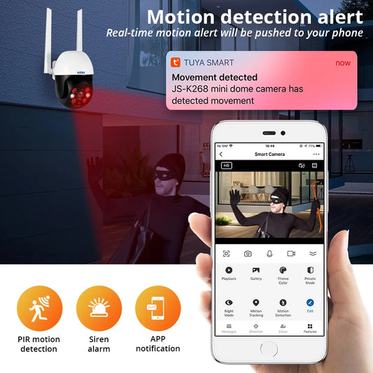 KERUI Tuya 3MP Outdoor PTZ IP WIFI Camera Security Intelligent Auto- Tracking Tuya Cloud Storage CCTV Surveillance Camera