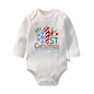 Cute My First Christmas Newborn Baby Long Sleeve Bodysuit Cartoon Reindeer Christmas Printed Infant Boys Girls Rompers Xmas Gift