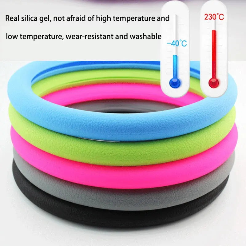 Universal Car Silicone Steering Wheel Cover 33-40cm Glove Texture Soft Grip Multi Color