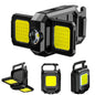XPE Work Light COB High Power LED Flashlight Keychain Outdoor Foldable Side 2 COBs Camping Lamp USB Rechargeable IPX4 Waterproof