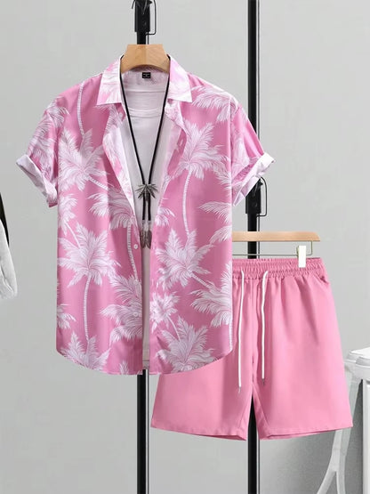 Summer Men's Short Sleeve Shirt And Beach Shorts Set Ethnic Print Outdoor Street Men's Fashion Shorts Men's Short Sleeve Shirt