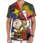 Hospital Nurse Uniforms Women Medical Uniform Print Scrub Top Snoopy Dental Clinic Work Clothes Mens Scrubs Short Sleeved Jacket
