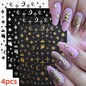 8Pcs Red Heart Nail Stickers 3D Bronzing Silver Gold Heart Shape Star & Moon Metal Totem Nail Slider Self-Adhesive DIY Nail Art*