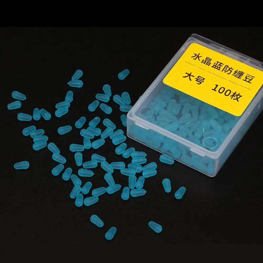 100Pcs/lot Rubber Space Beans Sea Carp Fly Fishing Blue Rubber Oval Stopper Fishing Float Fishing Bobber High Quality