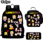3Pcs Set LankyBox School Backpacks with Lunch Bag Pencil Case,Cartoon Large Capacity School Bags for Grade 1-4,Mochila for Pupil