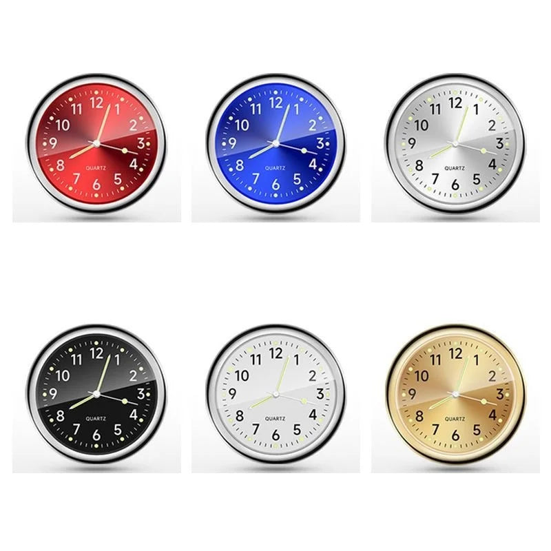 40mm Mini Luminous Car Clock Digital Watch Mechanics Quartz Clocks Stick-On Auto Ornament Accessories