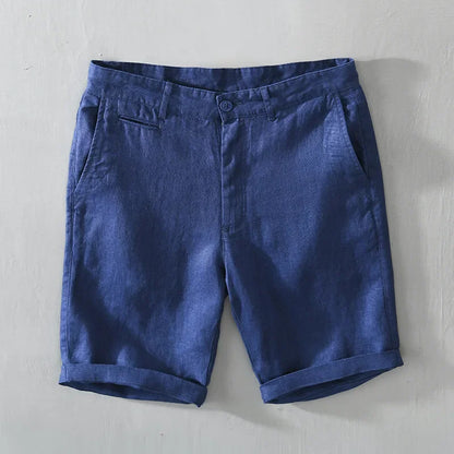 Summer New 100% Linen Casual Shorts Men Clothing Slim Solid Color Streetwear Pants Oversize B8216