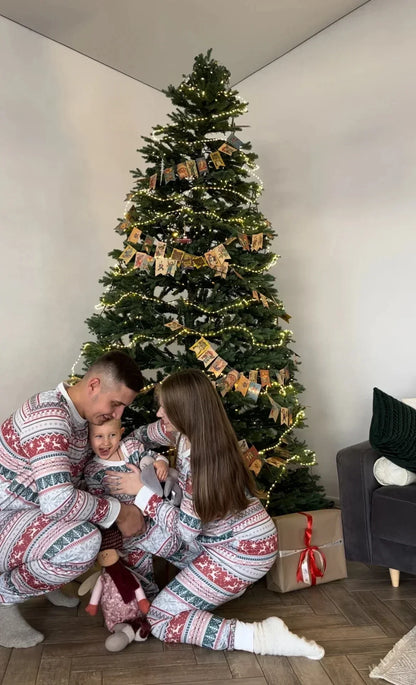 New 2024 Family Christmas Pajamas Set All Over Print Matching Clothing Sets Baby Romper Mother Kids Costumes Pijamas Xmas Look