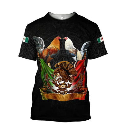 Rooster Fight Pattern T Shirt For Men Funny Chicken 3D Printed Tees Summer Casual Short Sleeve Round Neck Tops Unisex T-Shirts