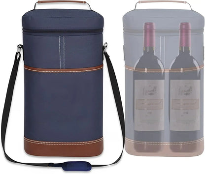 Soft Cooler Wine Bottle Insulated Bag for Wine Thermal 2 Drink Bottle 750ml Beer Outdoor Bag for Travel Carrier Tote Wine Glass