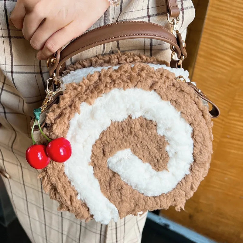 Lolita Bag Sweet Cure Downy Crossbody Bags for Girls Circular Kawaii Handbag Teenage JK Uniform Shoulder Bag Сумка Bolso