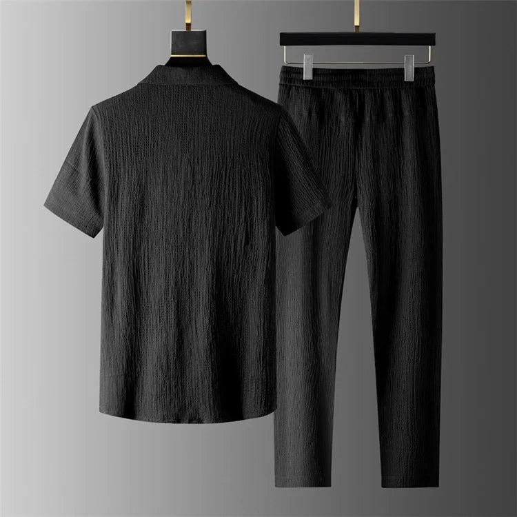 Loose Large Size Casual Summer Cool Sport ort Sve T-irt Long Pants Two Piece Set Trendy Brand Breathable Thin Model