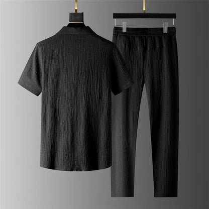 Loose Large Size Casual Summer Cool Sport ort Sve T-irt Long Pants Two Piece Set Trendy Brand Breathable Thin Model