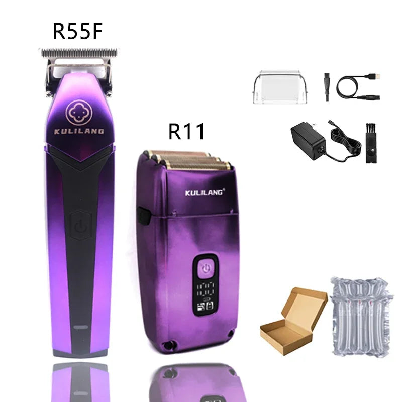 KULILANG R11 Men's Electric Shaver LCD Washable Beard Trimmer Reciprocating 3-Blade Shave System Professional Barber Shaver