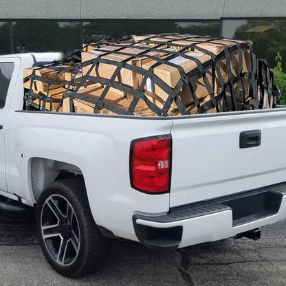 Car Trunk Rooftop Net Mesh Cargo Net Heavy Cargo Net Truck Trailer Dumpster Extend Mesh Covers Luggage Nets With 4 Fixed Belt
