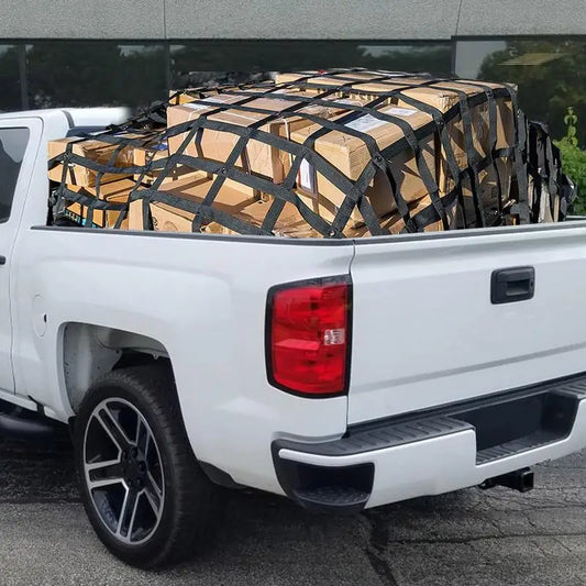 Car Trunk Rooftop Net Mesh Cargo Net Heavy Cargo Net Truck Trailer Dumpster Extend Mesh Covers Luggage Nets With 4 Fixed Belt