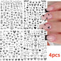8Pcs Red Heart Nail Stickers 3D Bronzing Silver Gold Heart Shape Star & Moon Metal Totem Nail Slider Self-Adhesive DIY Nail Art*