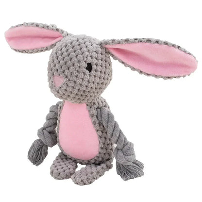 Pet Plush Sound Cotton Rope Fox Frog Elephant Shaped Dog Toy Interactive Tug of War Training Supplies