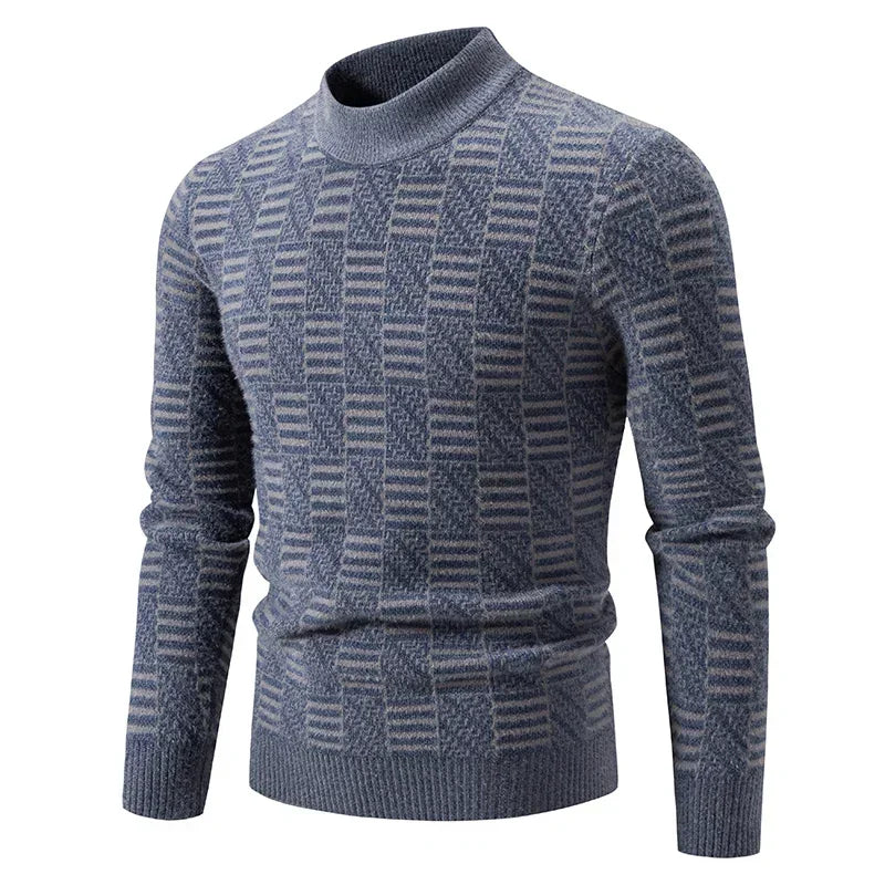 2025 High Quality Men's New Autumn and Winter Casual Warm Color Block Sweater Knit Tops Man Clothes