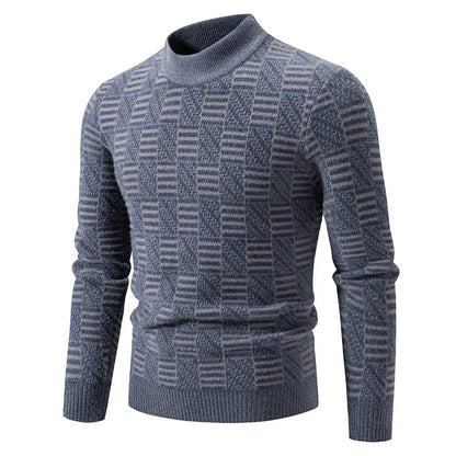 2025 High Quality Men's New Autumn and Winter Casual Warm Color Block Sweater Knit Tops Man Clothes