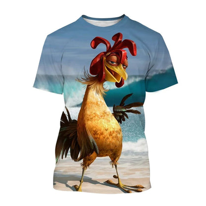2024 Fashion Graphic Chicken 3D Printing Men's T-shirt Funny Anime Chicken Unisex Casual Short Sleeve tees tops