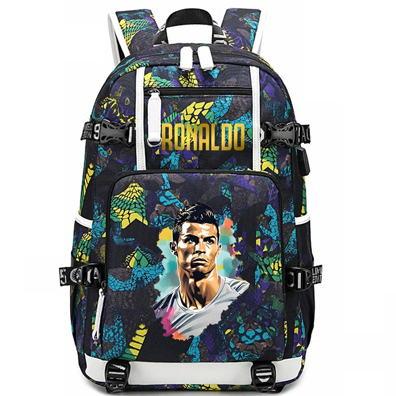 Ronaldo Print Student School Bag Children's Backpack Outdoor Travel Bag