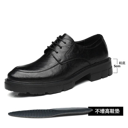 5 8 10 Cm Heel Shoes Men Fashion Casual Cow Leather Men's Dress Shoes British Breathable Groom Platform Wedding Shoes Male