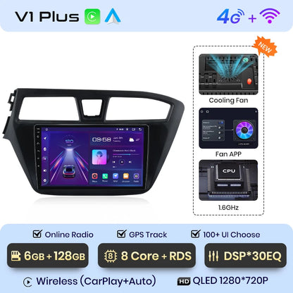 Junsun V1 Carplay Android Radio for Hyundai I20 2014 2015 -2018 2019 AI Voice 4G Car Multimedia Navigation GPS 2din autoradio