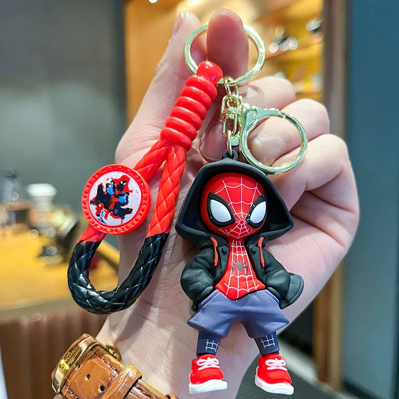 Wholesale Spider-Man Keychain Spiderman Action Figure Anime Spider Man Keyring Backpack Pendant Bag Car Key Ring Kid Model Toy