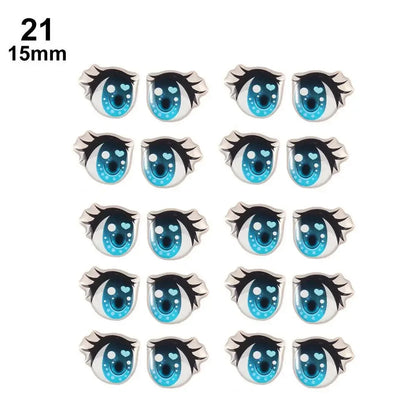 10Pairs Long Eyelashes Cute Love Cartoon Eyes Stickers Anime Figurine Doll Face Organ Paster Clay Decals DIY Doll Accessories