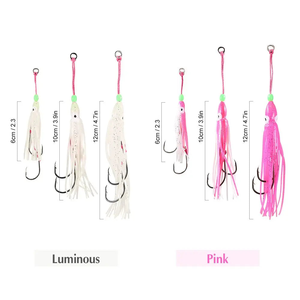 2Pcs/Lot 6cm/10cm/12cm Octopus Lure Squid Jig Fishing Soft Lures Big Squid Bionic Bait Skirt Soft Baits with Hooks