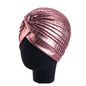 New Women Gold Silver Turban Hats Chemo Bandana Hijab Pleated Indian Cap Turbante Hat Ladies Hair Loss Headscarf Muslim Headwear