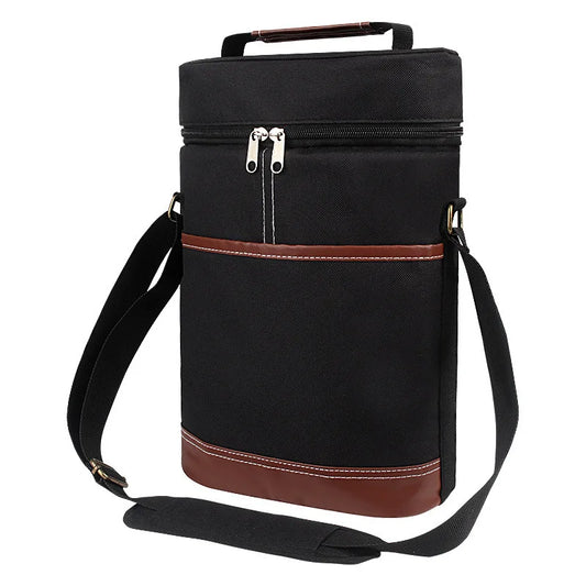 Soft Cooler Wine Bottle Insulated Bag for Wine Thermal 2 Drink Bottle 750ml Beer Outdoor Bag for Travel Carrier Tote Wine Glass