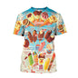 Men's T-Shirt Ice Cream Print Top Summer Short Sleeve 3d T-Shirts Fashion Casual Crew Neck Male Oversized Clothing Pullover