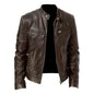 Fashion Mens Leather Jacket Slim Fit Stand Collar PU Jacket Male Anti-wind Motorcycle Lapel Diagonal Zipper Jackets Men 2024