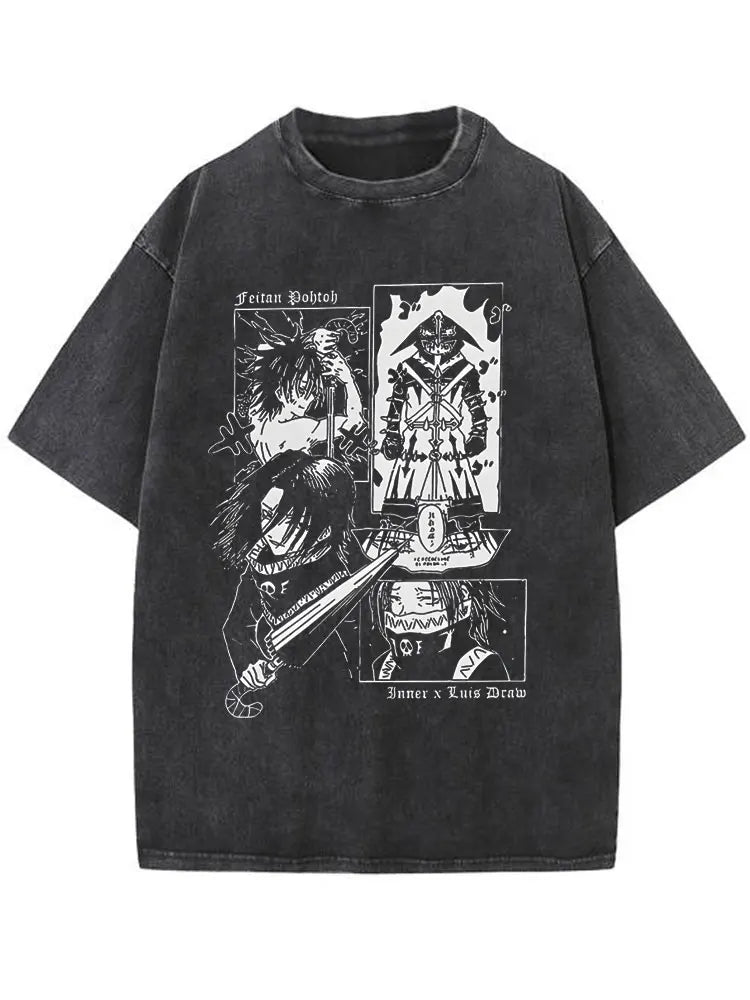 Feitan Men's T Shirt Anime Casual Tee Shirt Short Sleeve Round Collar T-Shirt Cotton Summer Streetwear Anime Clothing