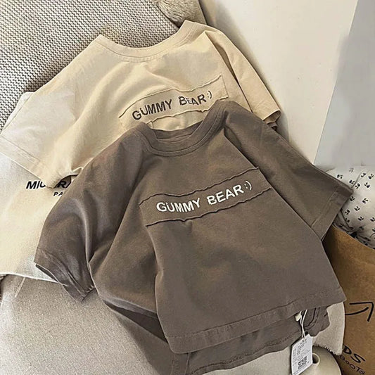 Fashion letters Cute Baby Long Sleeved T-shirt Children Clothes Tops Boy's Sweatshirt Kids O-neck Pullover Blouse 1-9T