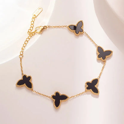 1/2/3Pcs 18K Gold Plated Stainless Steel Butterfly Bracelet for Women, Elegant Butterfly Hand Decor Necklace Bracelet Jewelry