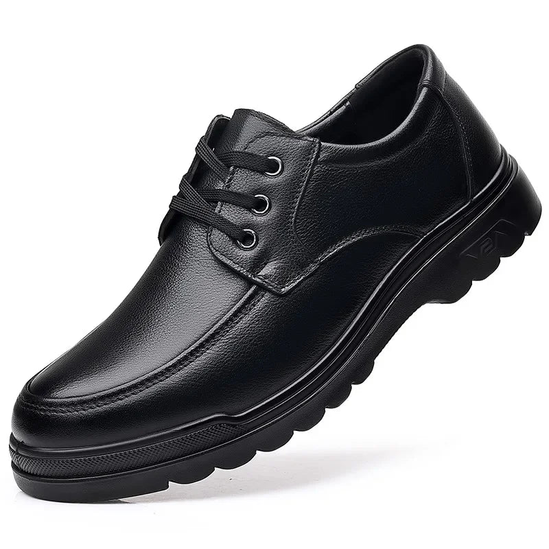 Cowhide Men Shoes Men Business Casual Leather Shoes Men Fashion Breathable Shoes British Casual Lace Up Single Leather Shoes