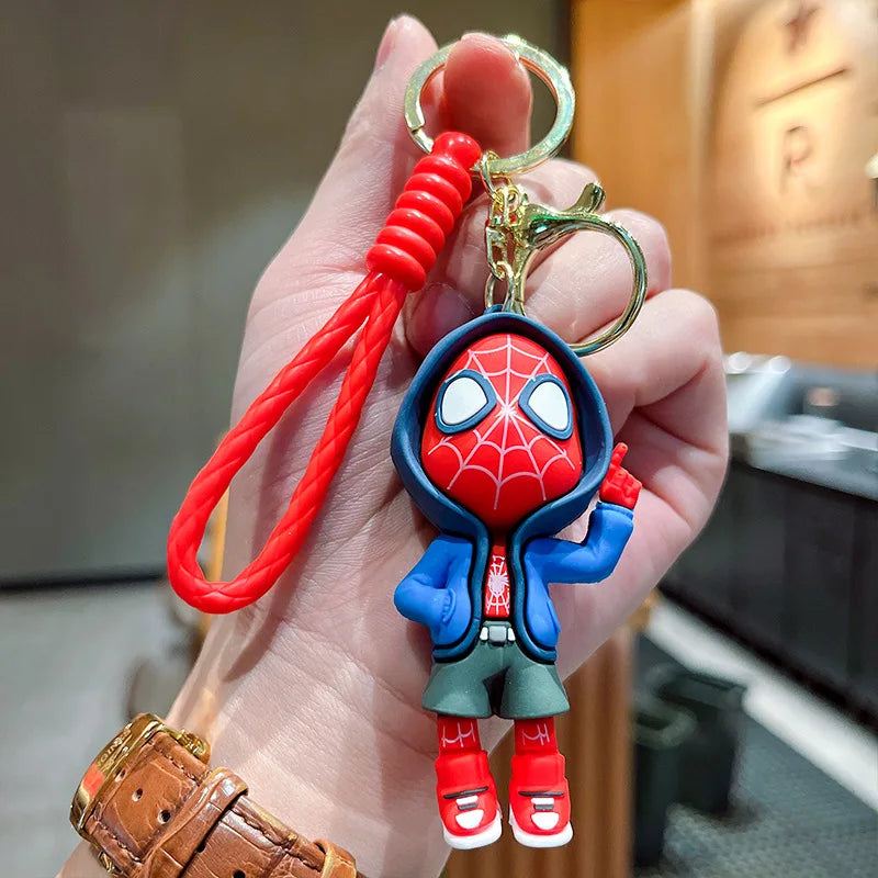 Wholesale Spider-Man Keychain Spiderman Action Figure Anime Spider Man Keyring Backpack Pendant Bag Car Key Ring Kid Model Toy