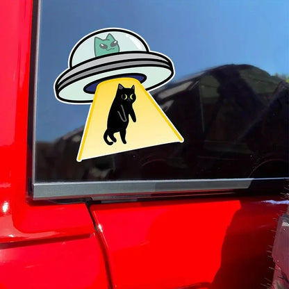Cat UFO Creative Vinyl Waterproof Decal Sticker For Cars, Laptops, Walls Windows, Bumper