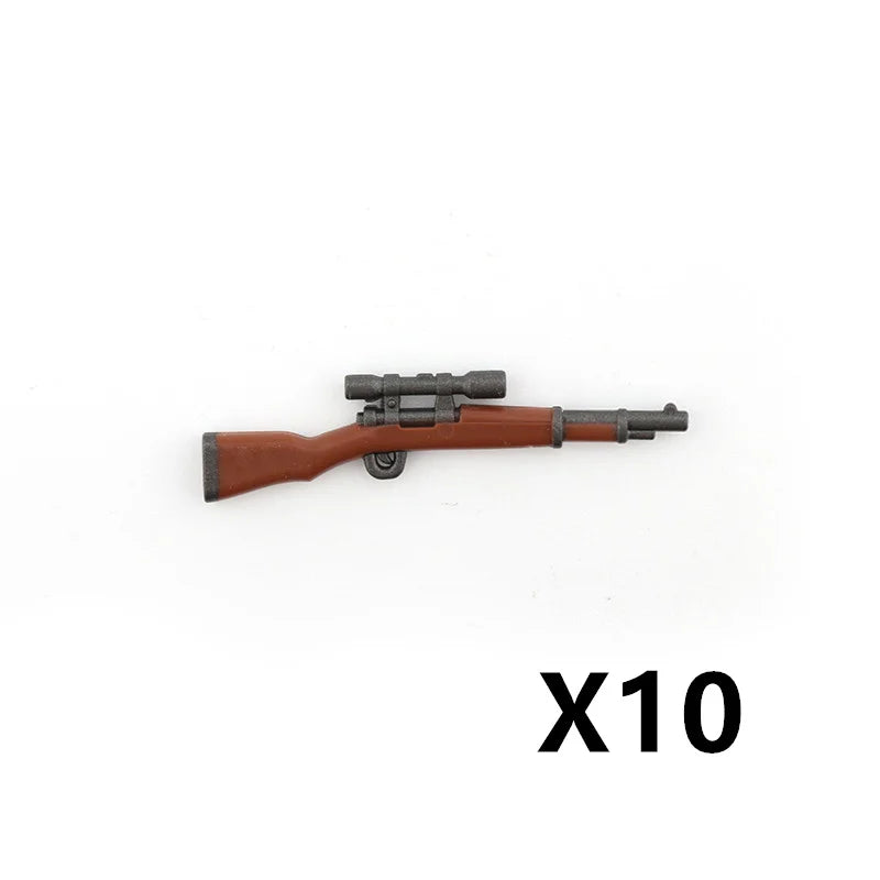 WW2 German Weapon Building Block 98K Two-color Gun US M1911 Soviet RPG Military Soldier Figure Accessories Rifle Pistol Toy C349
