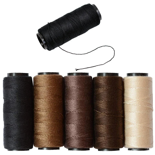3/5 Rolls Sewing Threads Using for Hand Sewing Hair Extensions Making Wigs DIY (Black, Brown, Dark Brown, Beige, Khaki)
