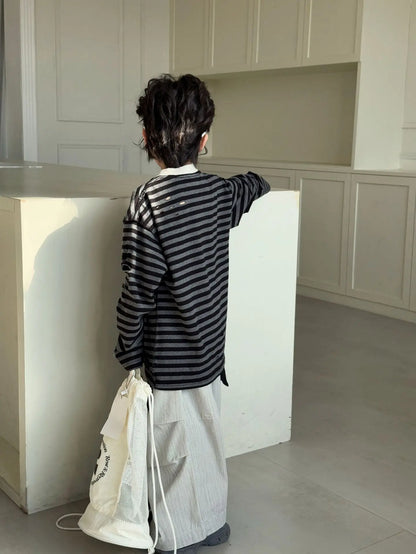 Kids Shirts New Spring Fashion Korean Undershirts Baggy Long Sleeve Simple Style 2025